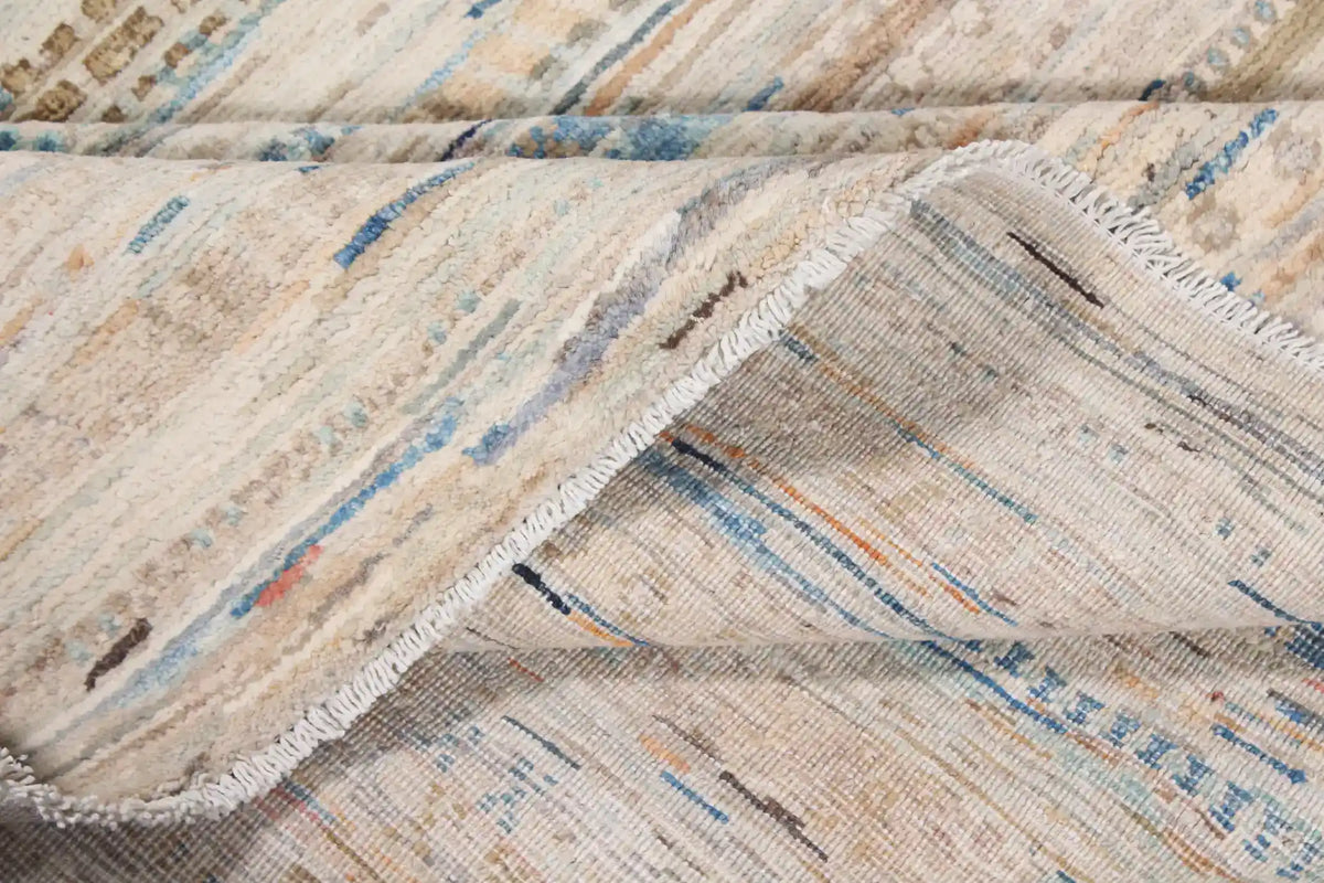 Cream Berjasta Rug with Blue Horizontal Lines, 360 × 260 cm, view 6.