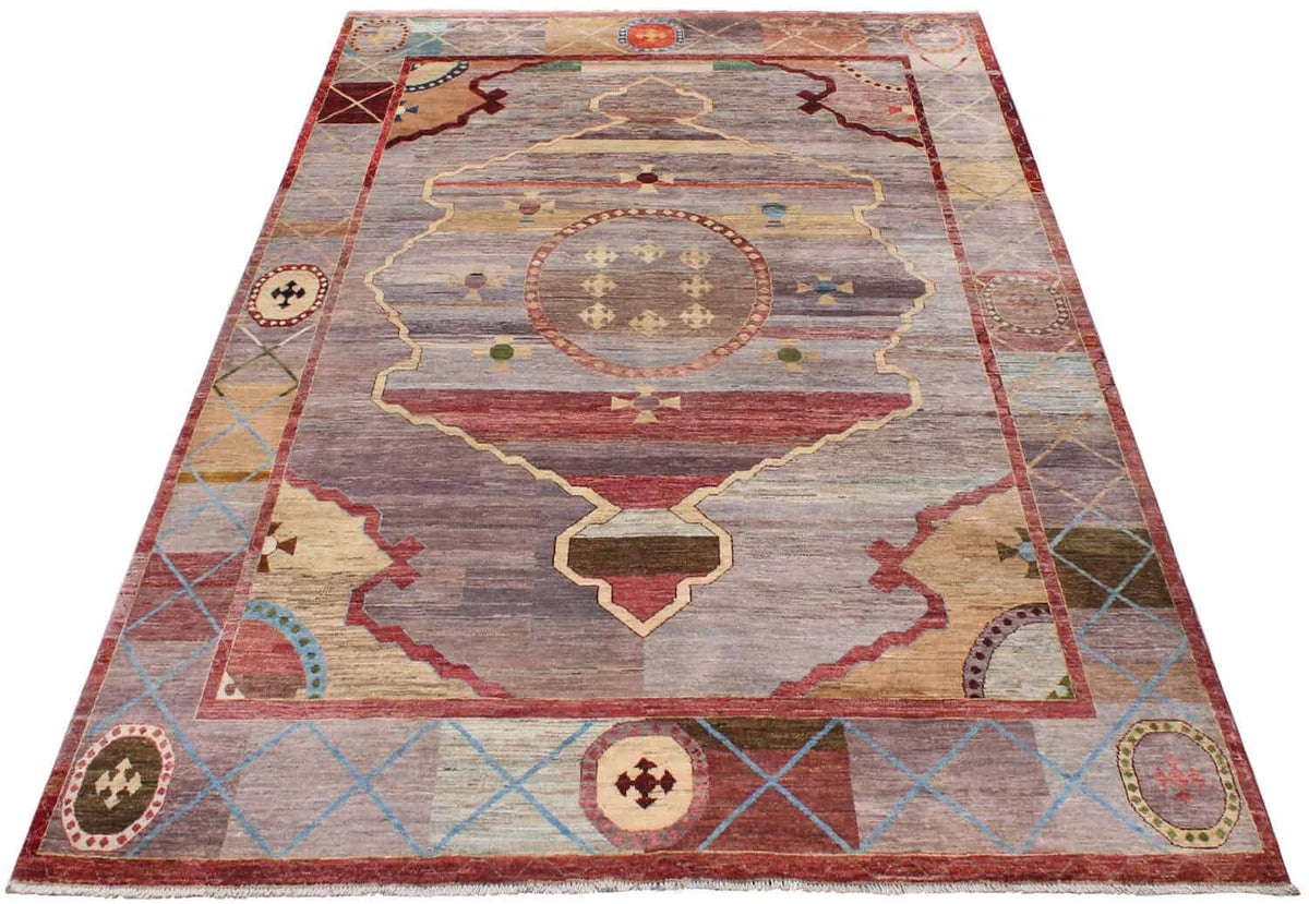 Mauve Medallion Rug with a Red Border, 352 × 257 cm, view 2.