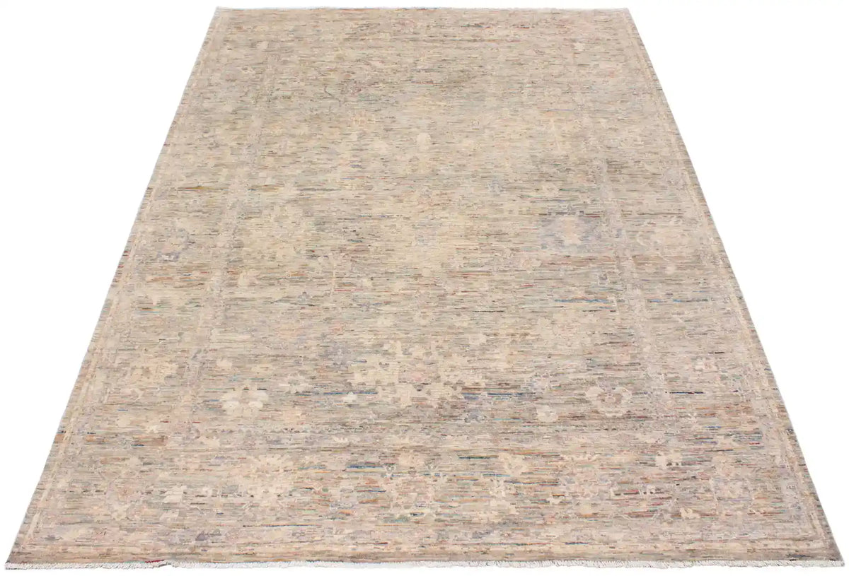 Beige-Gray Wool Rug with Fine Flowers, 348 × 255 cm, view 2.