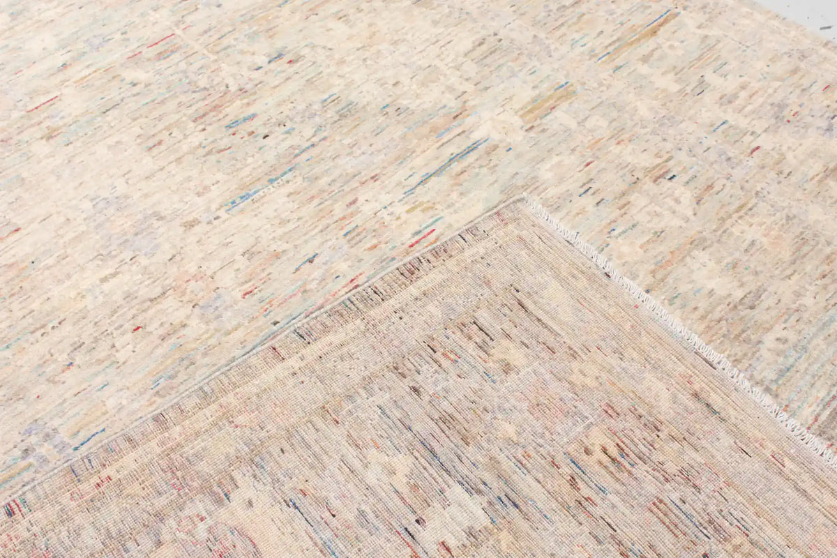 Beige-Gray Wool Rug with Fine Flowers, 348 × 255 cm, view 5.