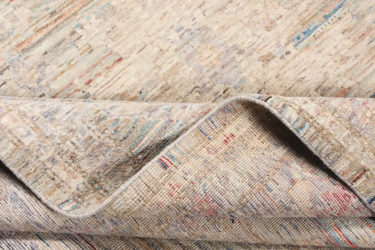 Beige-Gray Wool Rug with Fine Flowers, 348 × 255 cm, view 7.