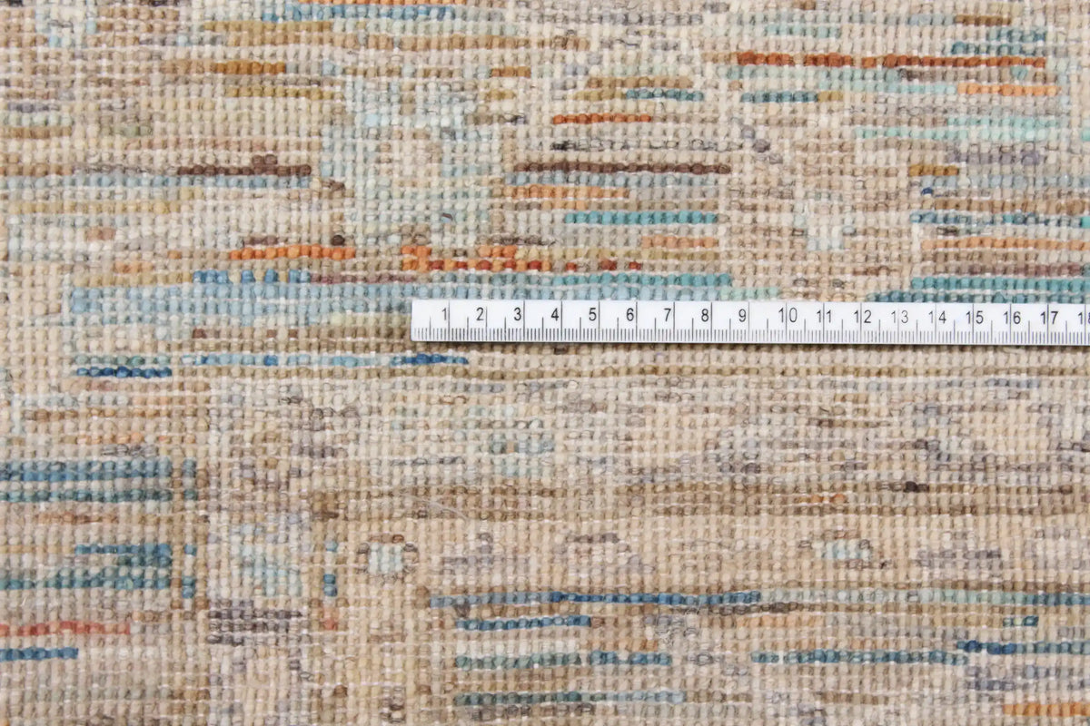 Light Afghan Rug with Large Gray Flowers, 284 × 248 cm, view 8.