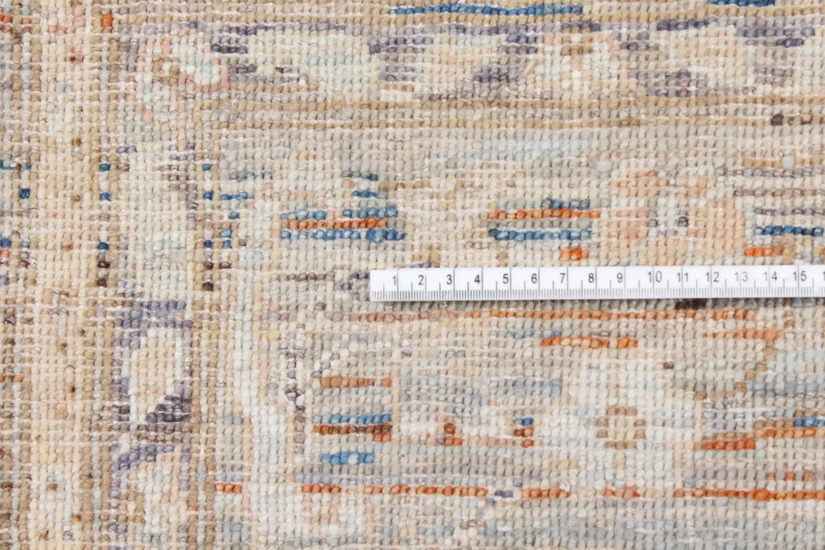 Gray Afghan Rug with Light Flowers, 298 × 246 cm, view 6.