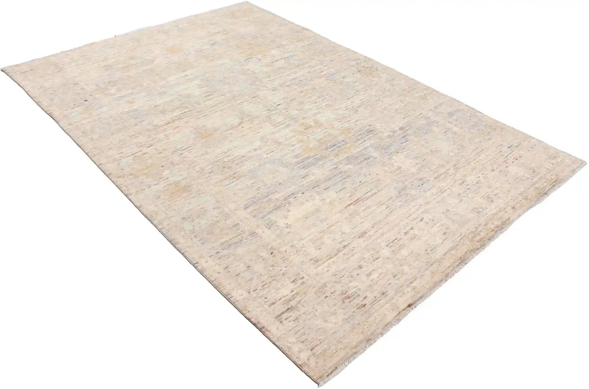 Cream & Gold Afghan Rug with Blue Accents, 366 × 252 cm, view 3.