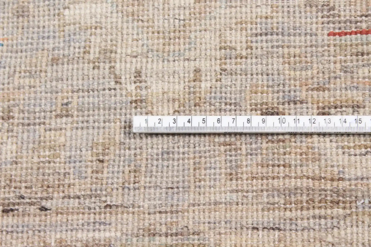 Cream & Gold Afghan Rug with Blue Accents, 366 × 252 cm, view 6.