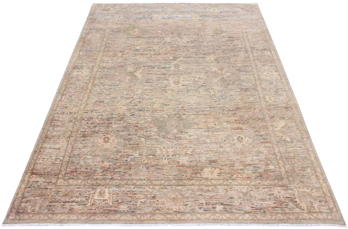 Cream Afghan Rug with Pink Patterning, 341 × 253 cm, view 2.
