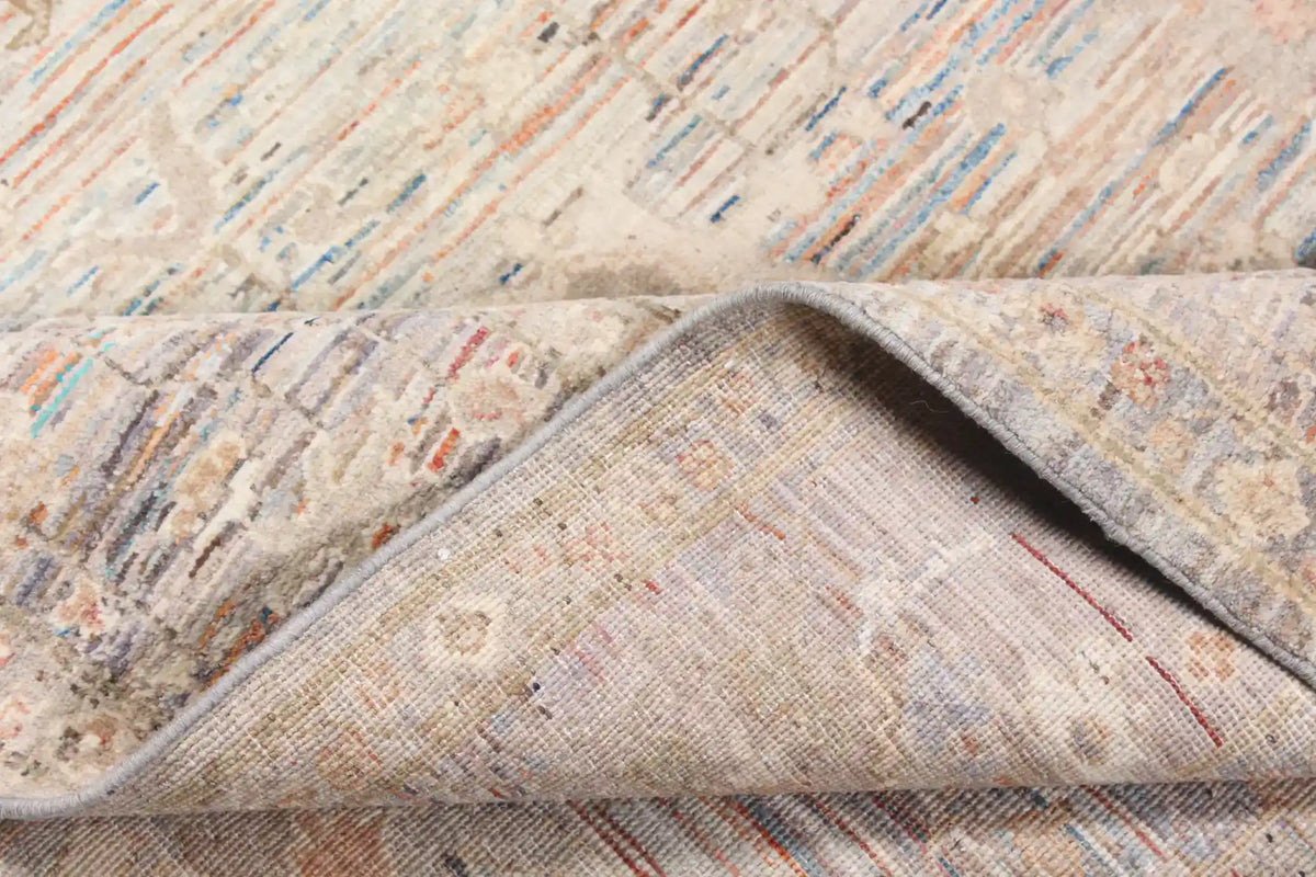 Cream Afghan Rug with Pink Patterning, 341 × 253 cm, view 8.