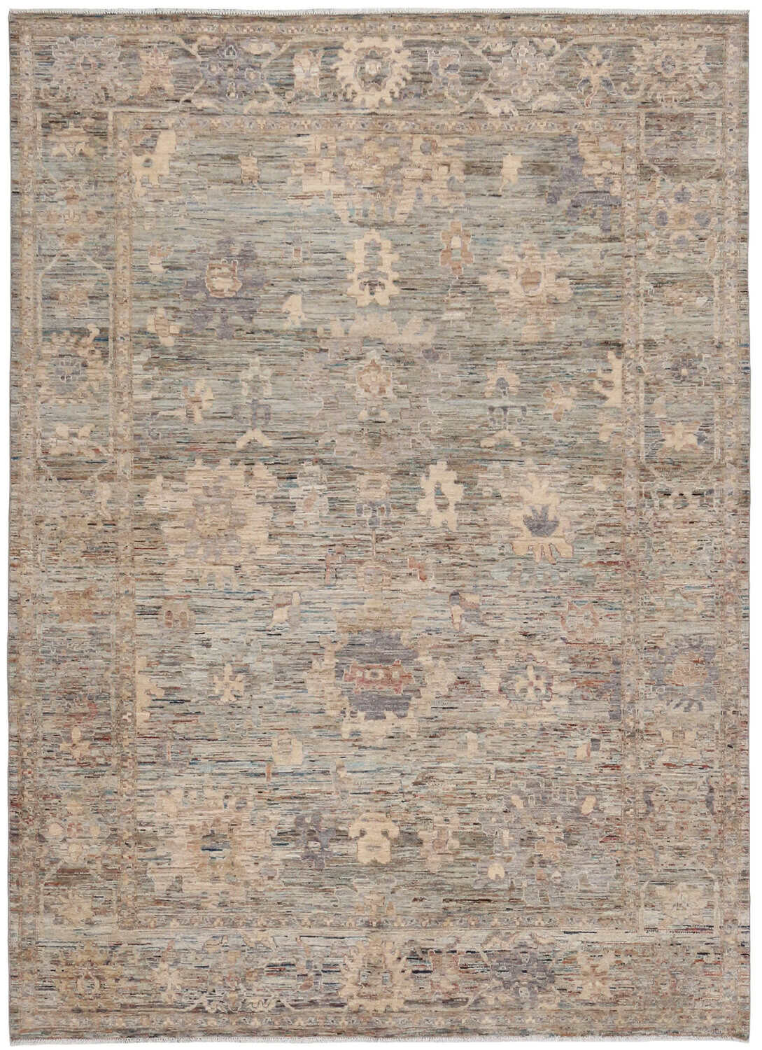 Afghan Rosette Rug with a Light Border, 350 × 257 cm, overall view.