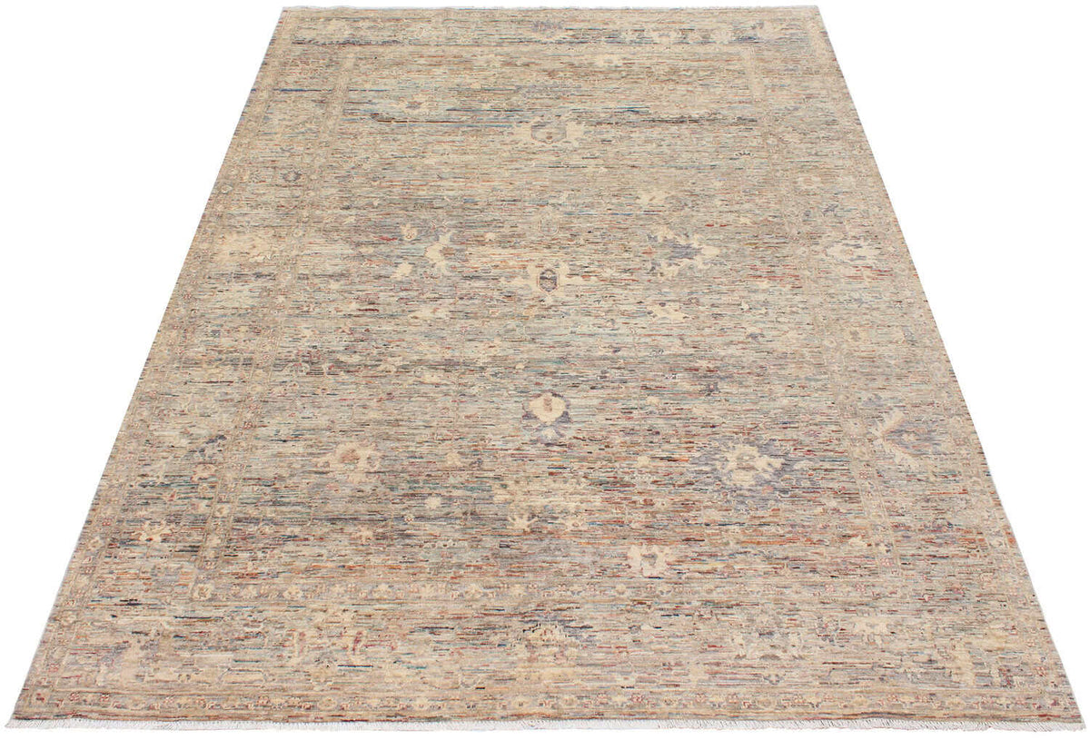 Light Afghan Rug with Beige & Gray Vines, 350 × 242 cm, view 2.
