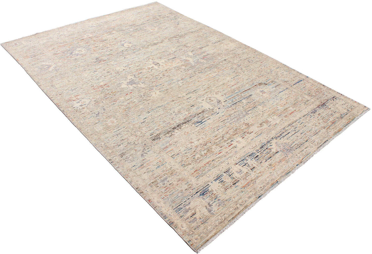 Light Afghan Rug with Beige & Gray Vines, 350 × 242 cm, view 3.