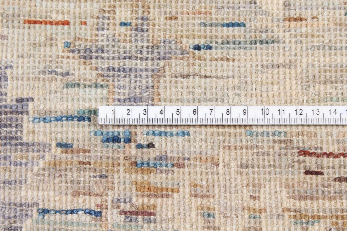 Light Afghan Rug with Beige & Gray Vines, 350 × 242 cm, view 5.