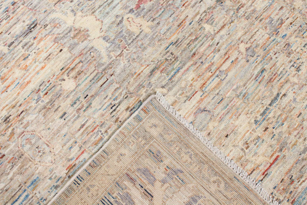 Light Afghan Rug with Beige & Gray Vines, 350 × 242 cm, view 8.