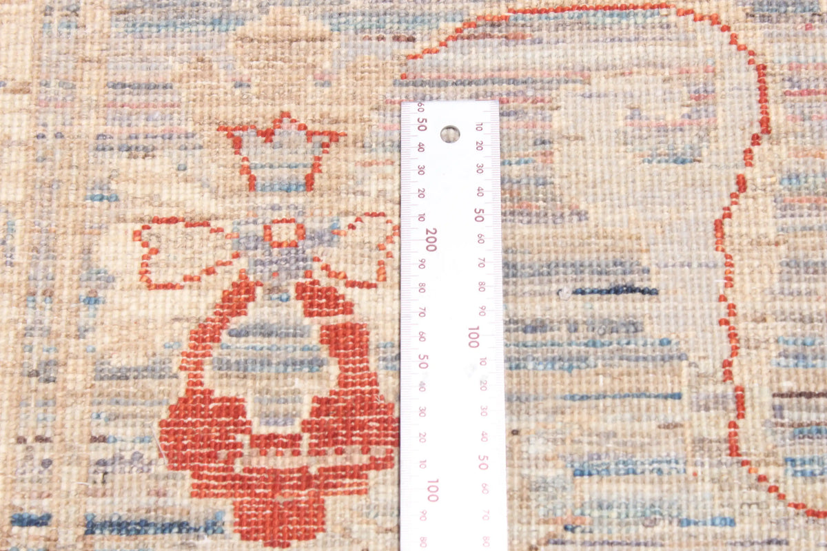 Light Afghan Rug with Blue Leaf Motifs, 405 × 312 cm, view 10.