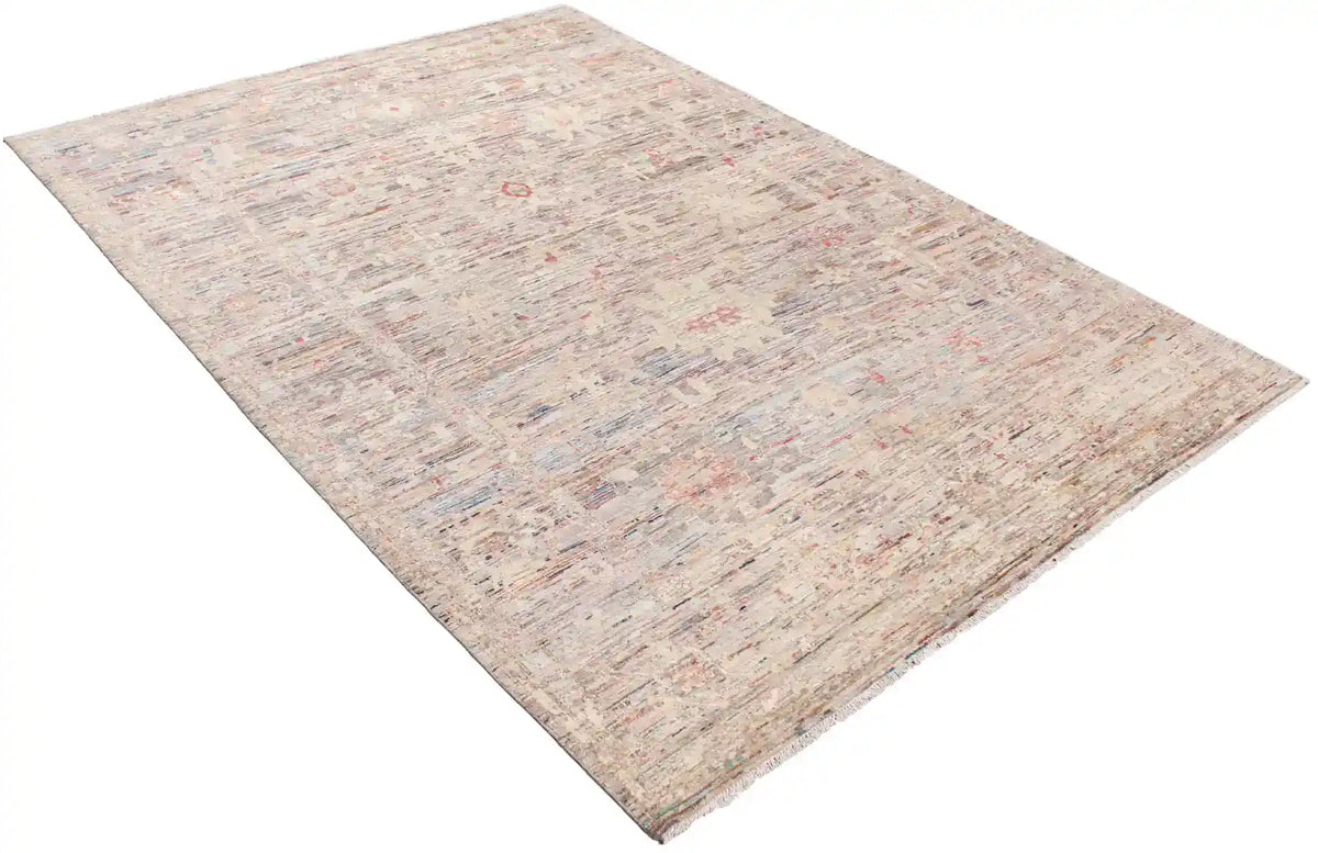 Rose & Gray Afghan Rug with Light Flowers, 348 × 257 cm, view 3.