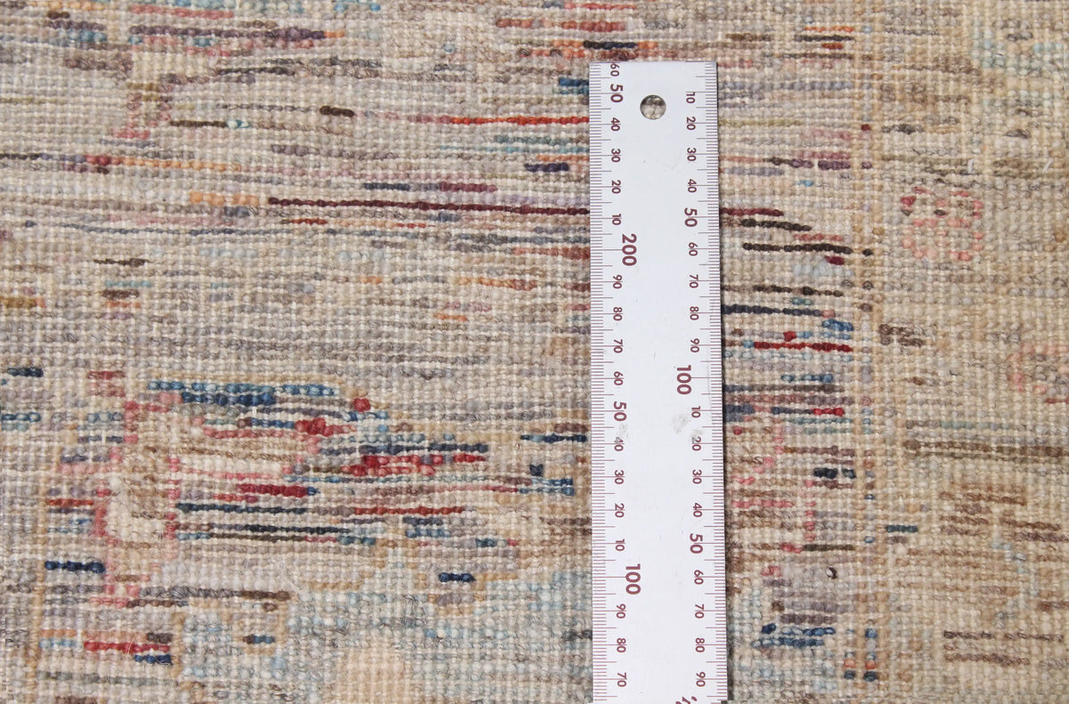Beige & Brown Afghan Rug with Soft Flowers, 388 × 294 cm, view 9.