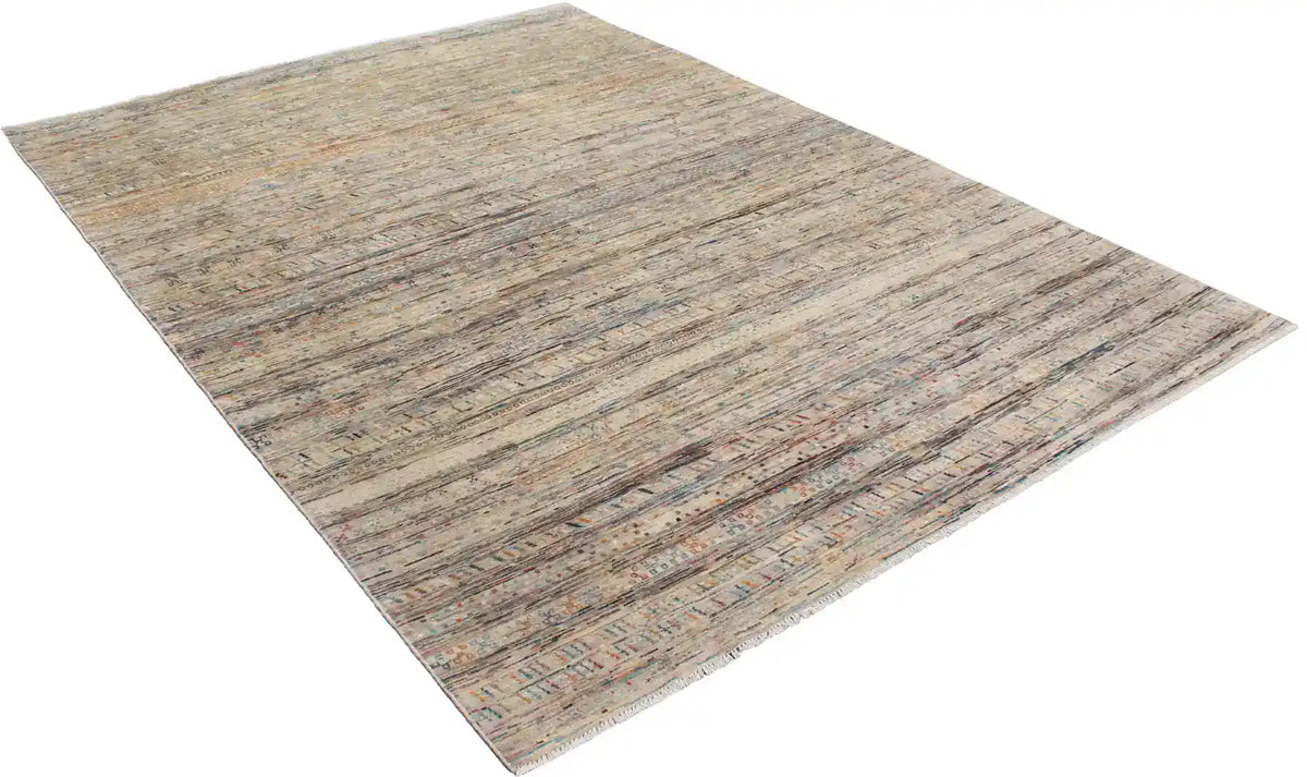 Sand Berjasta Rug with Blue Horizontal Lines, 347 × 250 cm, view 3.