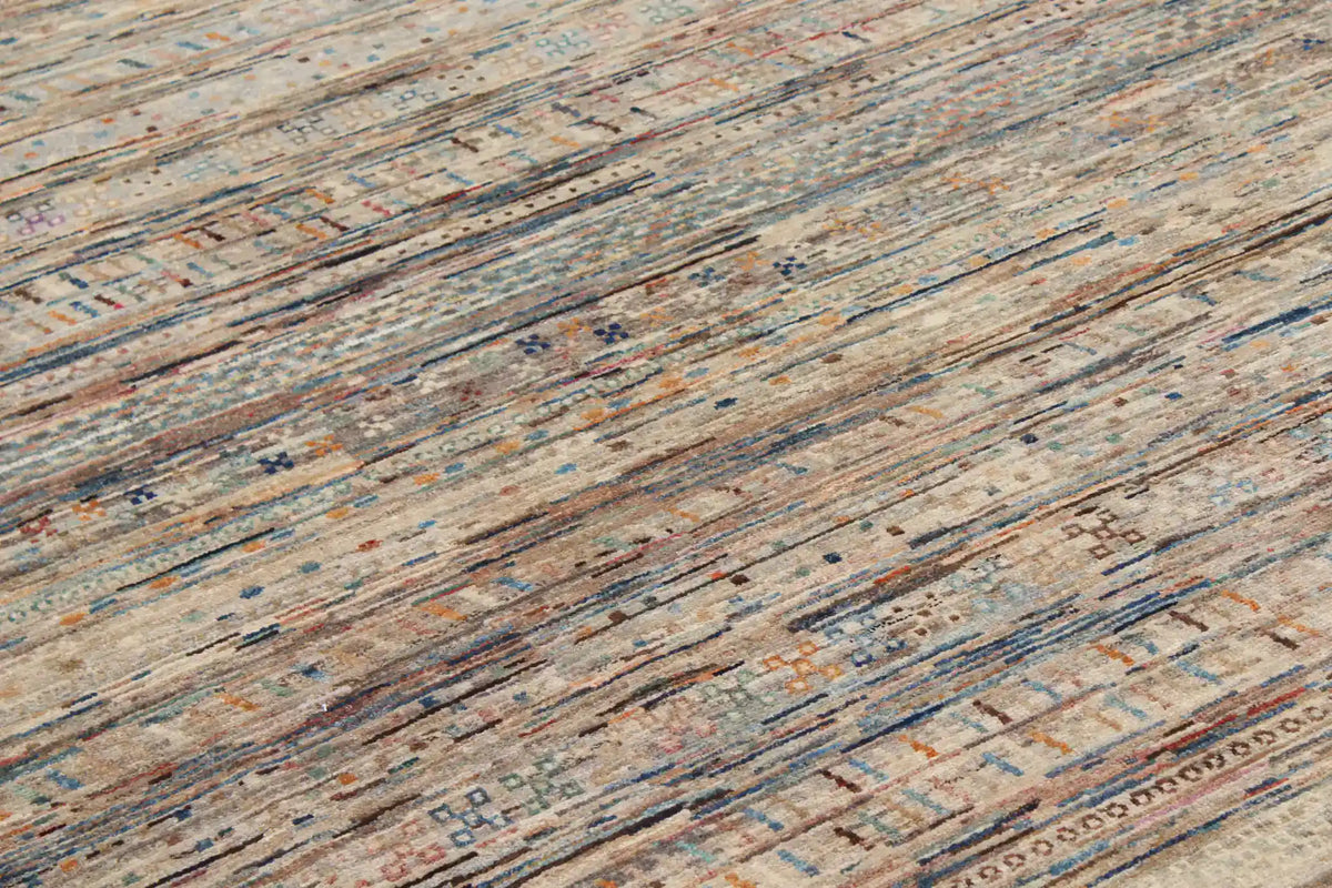 Sand Berjasta Rug with Blue Horizontal Lines, 347 × 250 cm, view 4.