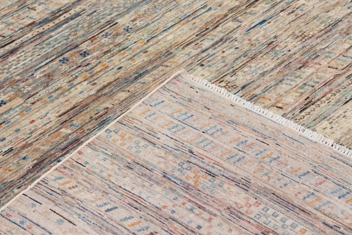Sand Berjasta Rug with Blue Horizontal Lines, 347 × 250 cm, view 5.