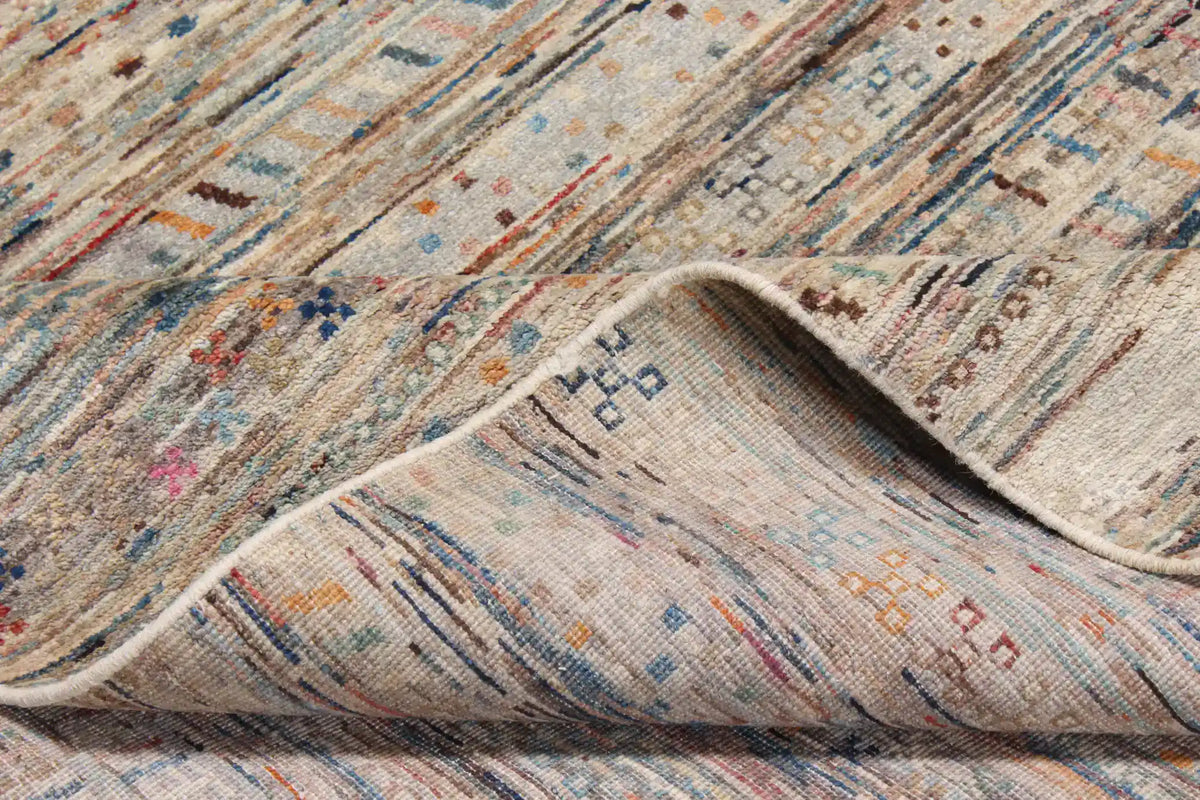 Sand Berjasta Rug with Blue Horizontal Lines, 347 × 250 cm, view 8.