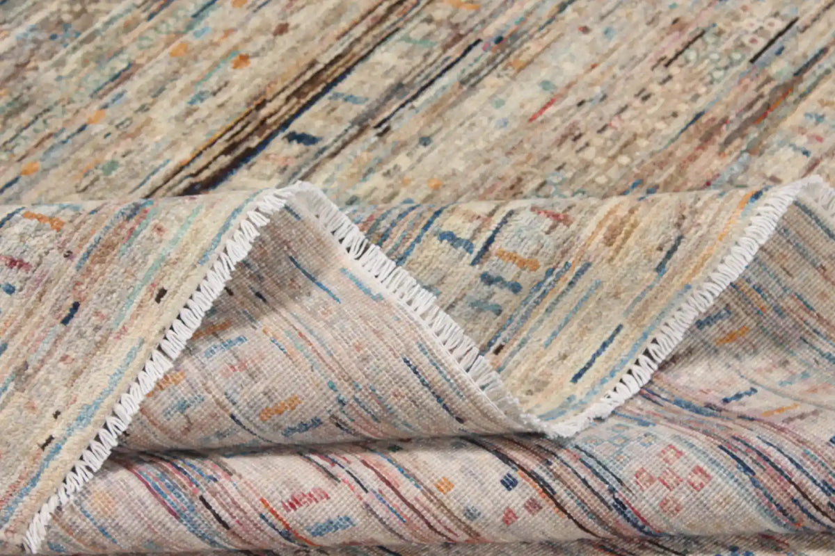 Sand Berjasta Rug with Blue Horizontal Lines, 347 × 250 cm, view 9.