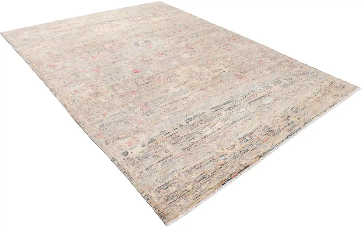 Gray Wool Rug with Small Pink Flowers, 338 × 254 cm, view 3.