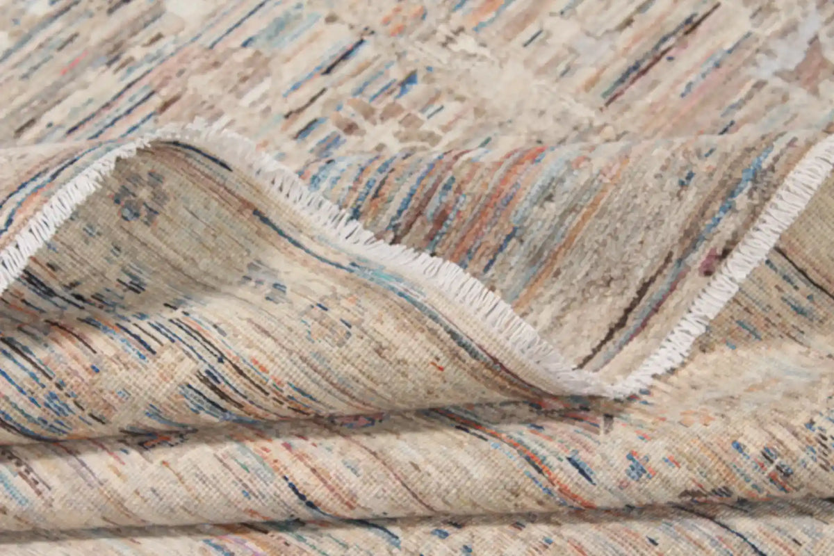Light Afghan Rug with a Cream Rosette, 348 × 254 cm, view 8.