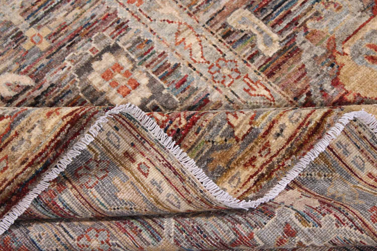Afghan Wool Rug with Cream Floral Motifs, 344 × 258 cm, view 9.