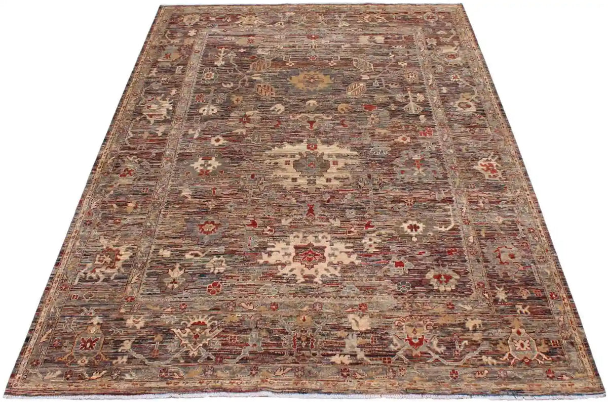 Afghan Wool Rug with Cream Floral Motifs, 344 × 258 cm, view 2.