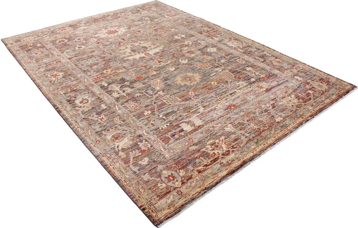 Afghan Wool Rug with Cream Floral Motifs, 344 × 258 cm, view 3.