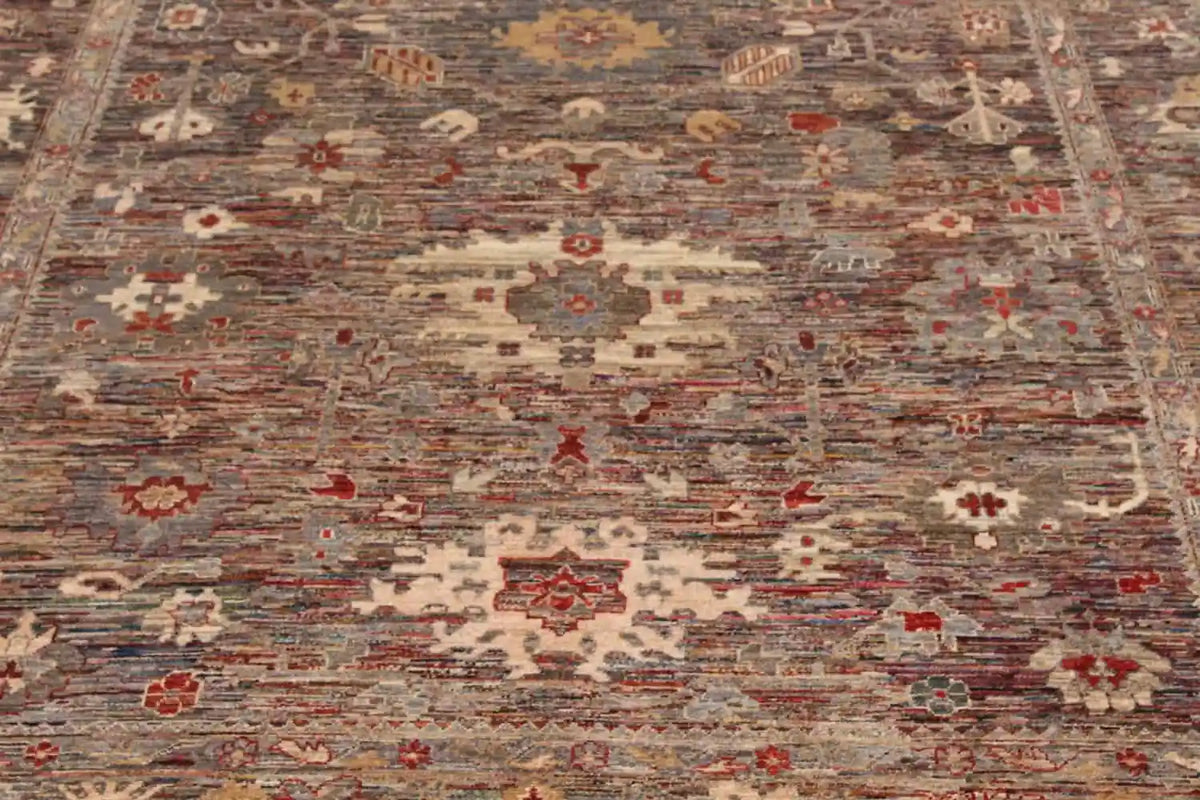 Afghan Wool Rug with Cream Floral Motifs, 344 × 258 cm, view 4.