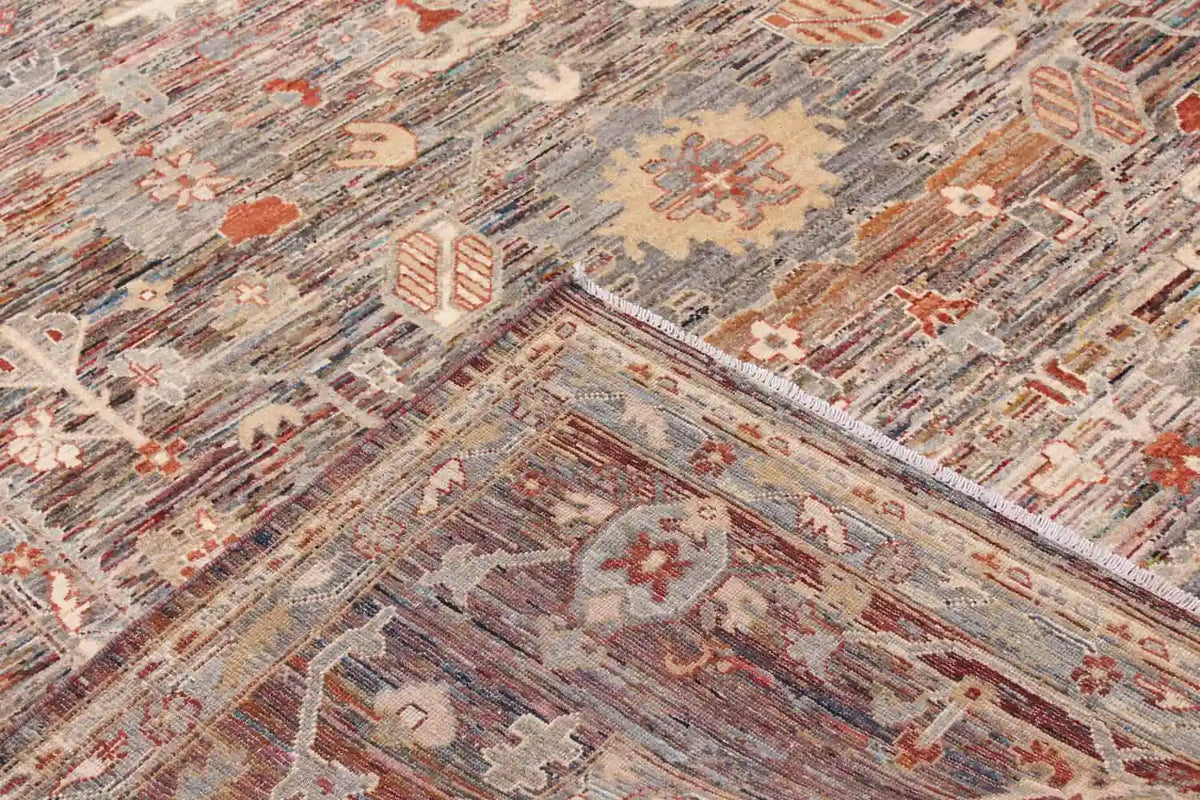 Afghan Wool Rug with Cream Floral Motifs, 344 × 258 cm, view 6.