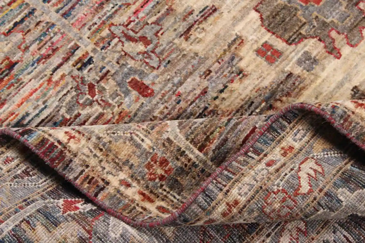 Afghan Wool Rug with Cream Floral Motifs, 344 × 258 cm, view 8.