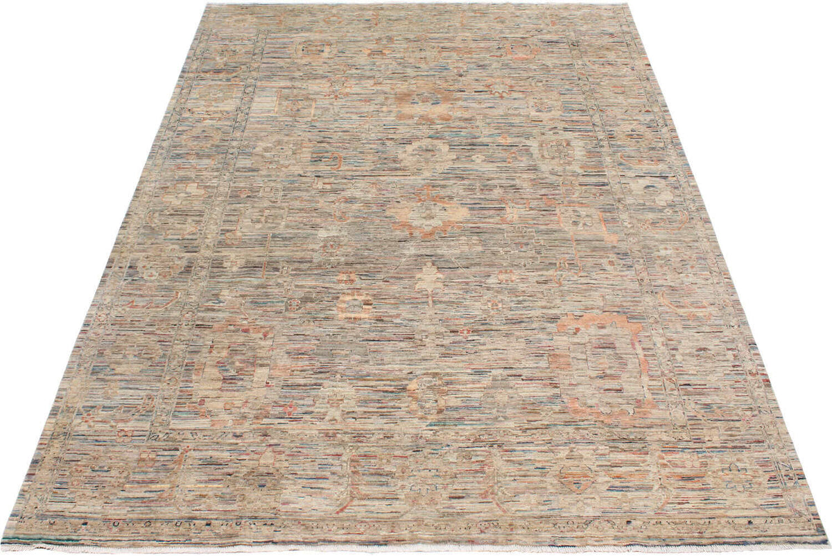 Light Afghan Rug with Apricot Flowers, 352 × 250 cm, view 2.