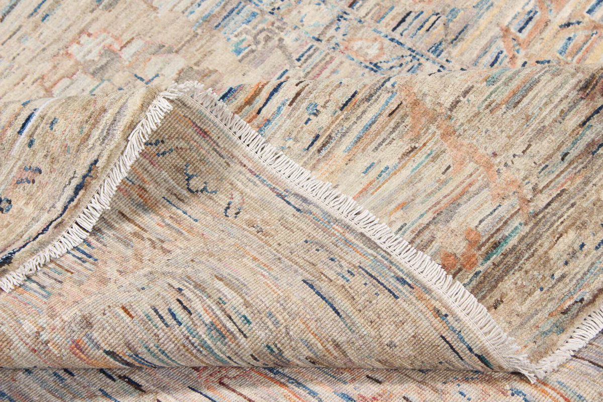 Light Afghan Rug with Apricot Flowers, 352 × 250 cm, view 7.
