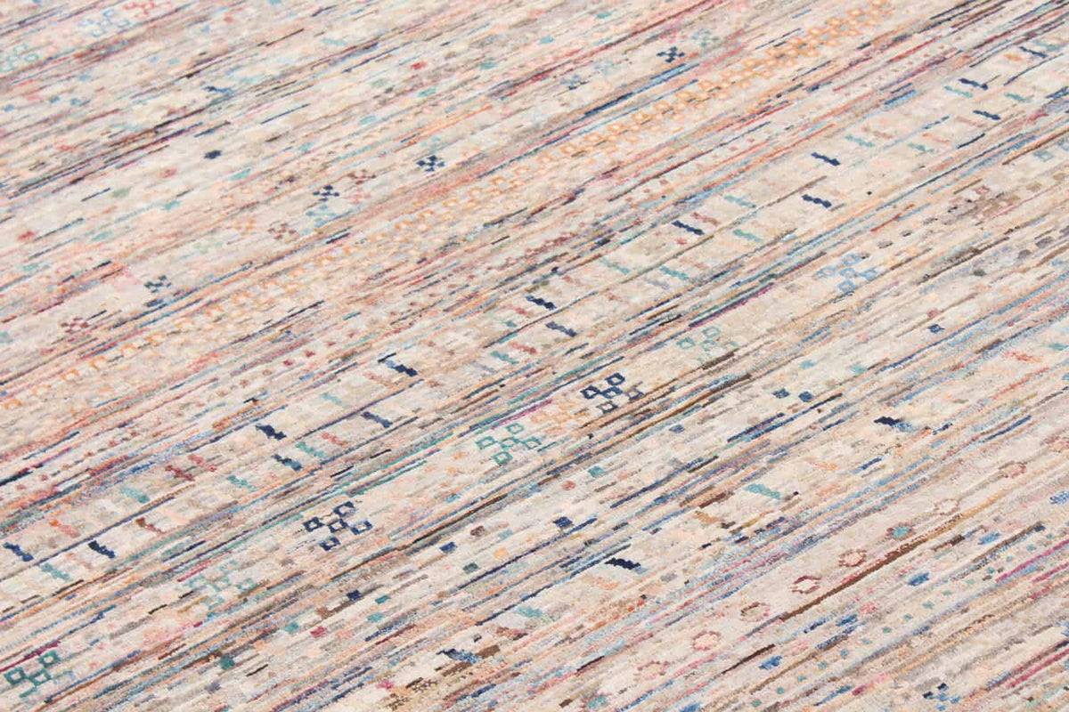Abstract Afghan Rug with Brown & Pink Lines, 348 × 249 cm, view 4.