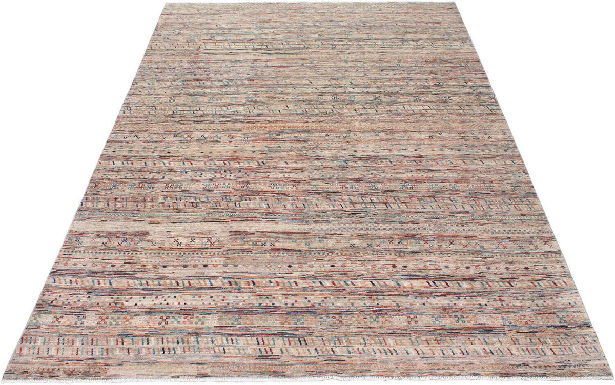 Abstract Afghan Rug with Brown & Pink Lines, 348 × 249 cm, view 2.