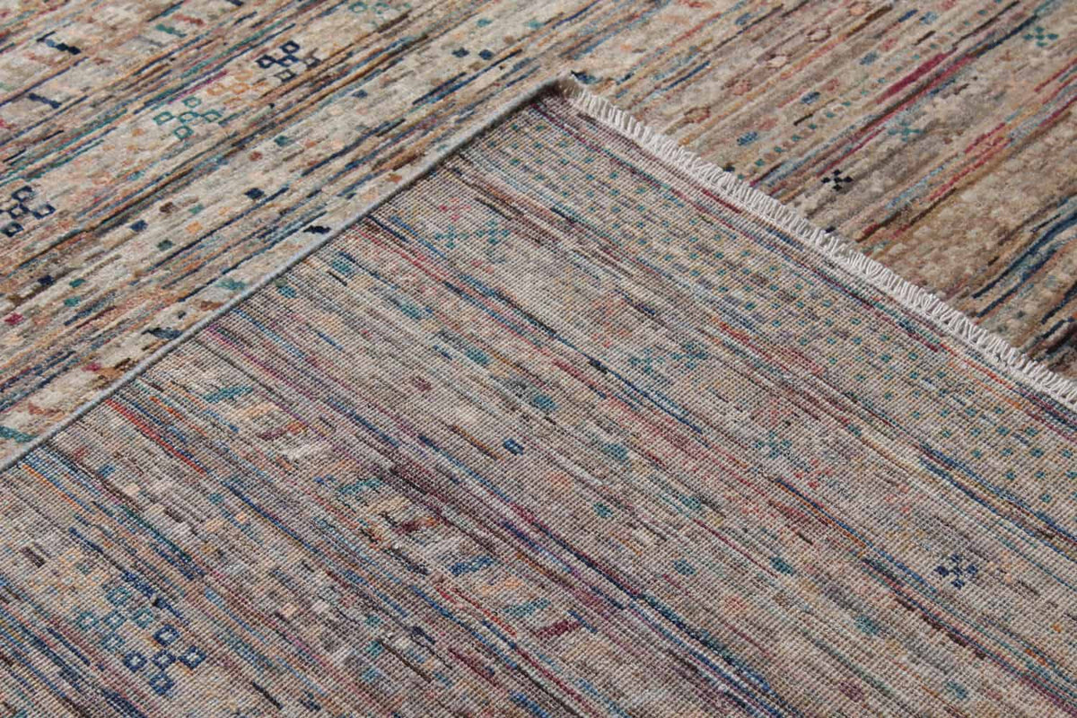 Abstract Afghan Rug with Brown & Pink Lines, 348 × 249 cm, view 6.