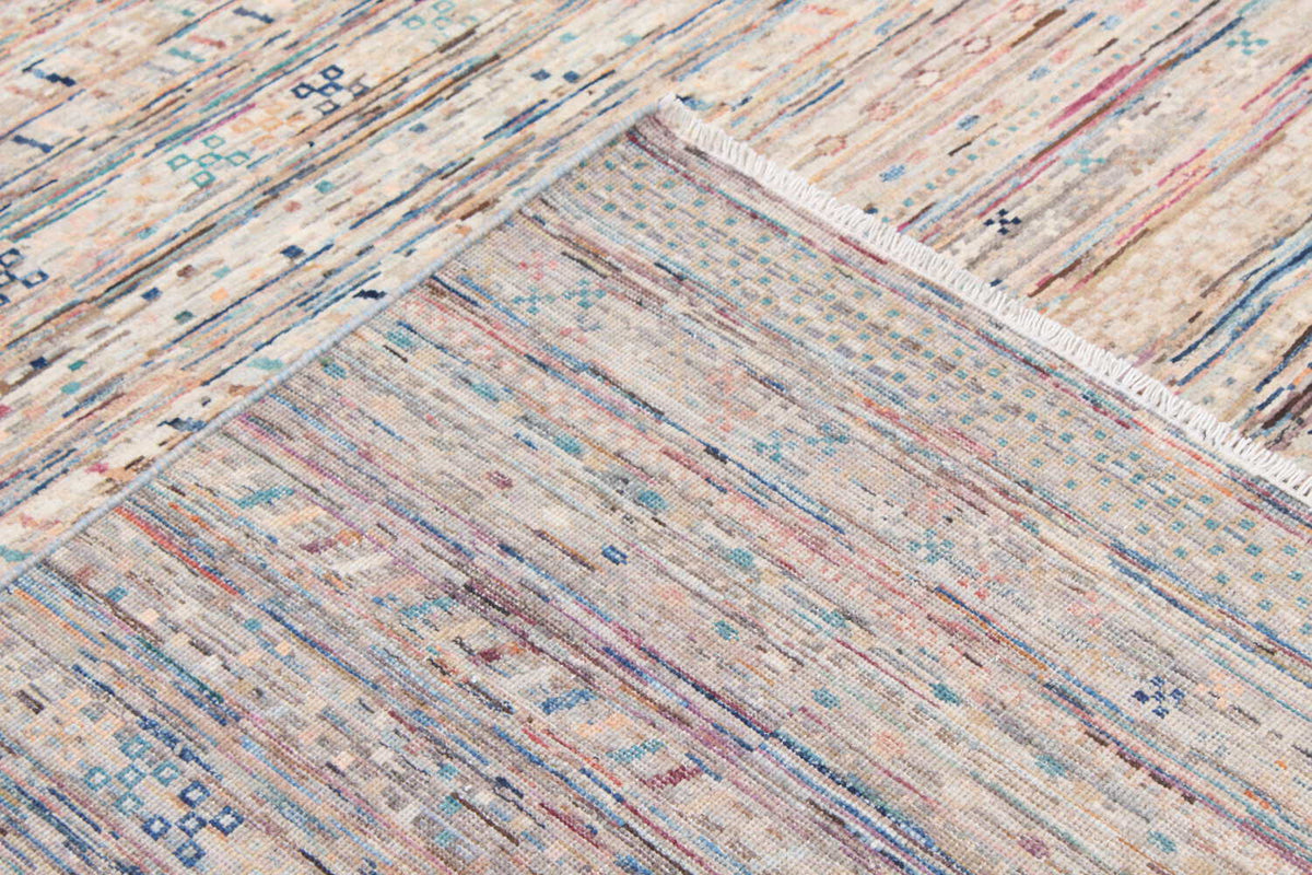 Abstract Afghan Rug with Brown & Pink Lines, 348 × 249 cm, view 7.