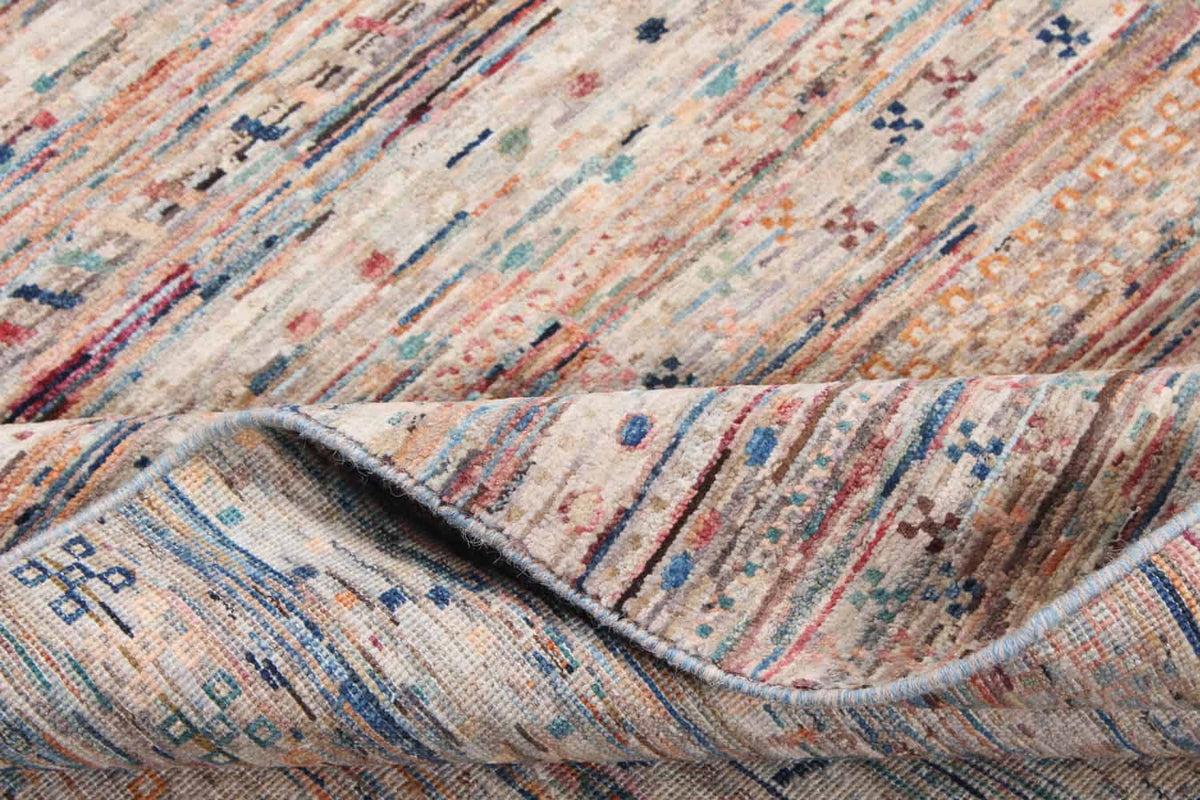 Abstract Afghan Rug with Brown & Pink Lines, 348 × 249 cm, view 9.