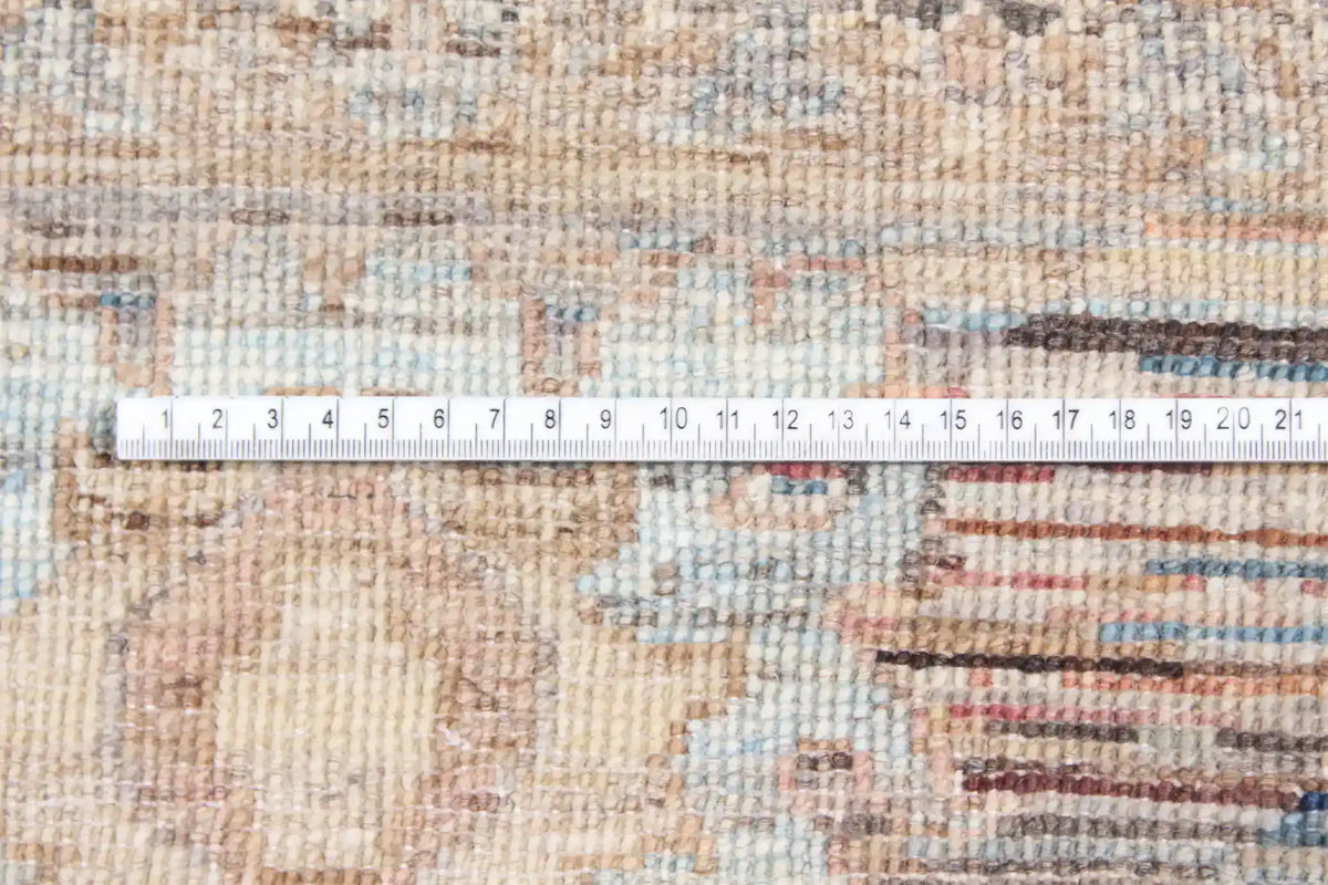Gray Afghan Rug with Cream & Red Flowers, 353 × 273 cm, view 4.