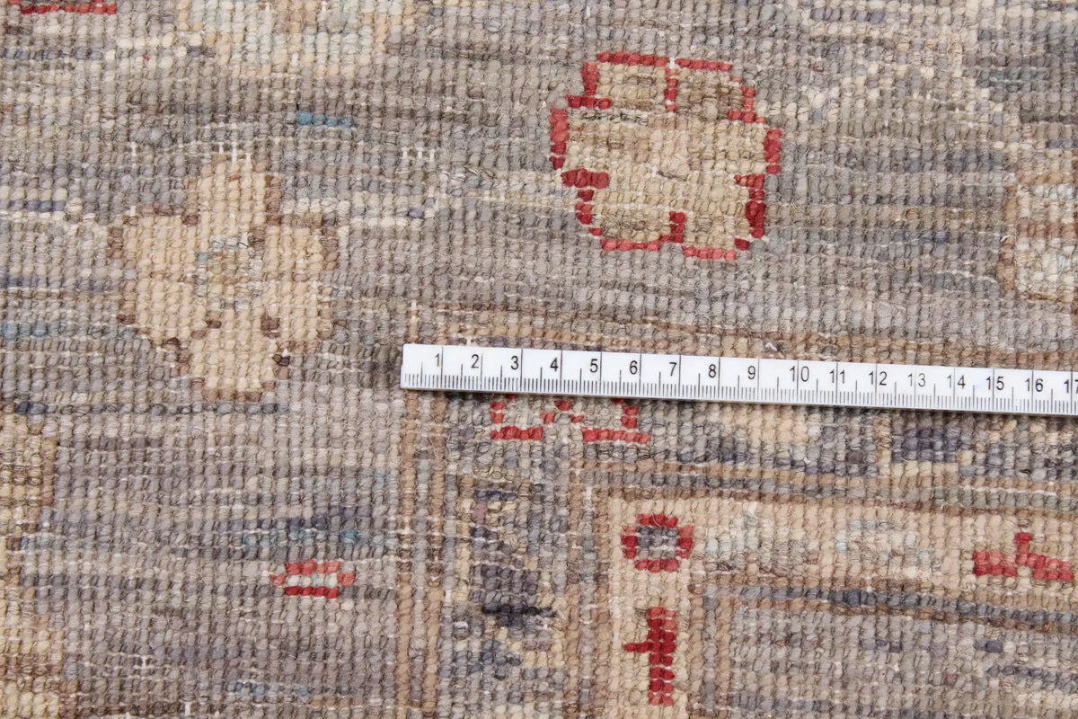 Gray Wool Rug with Red & Cream Rosettes, 284 × 246 cm, view 6.