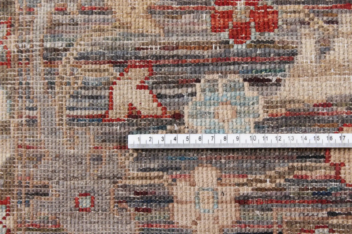 Dark Brown Wool Rug with Large Cream Flowers, 290 × 244 cm, view 6.