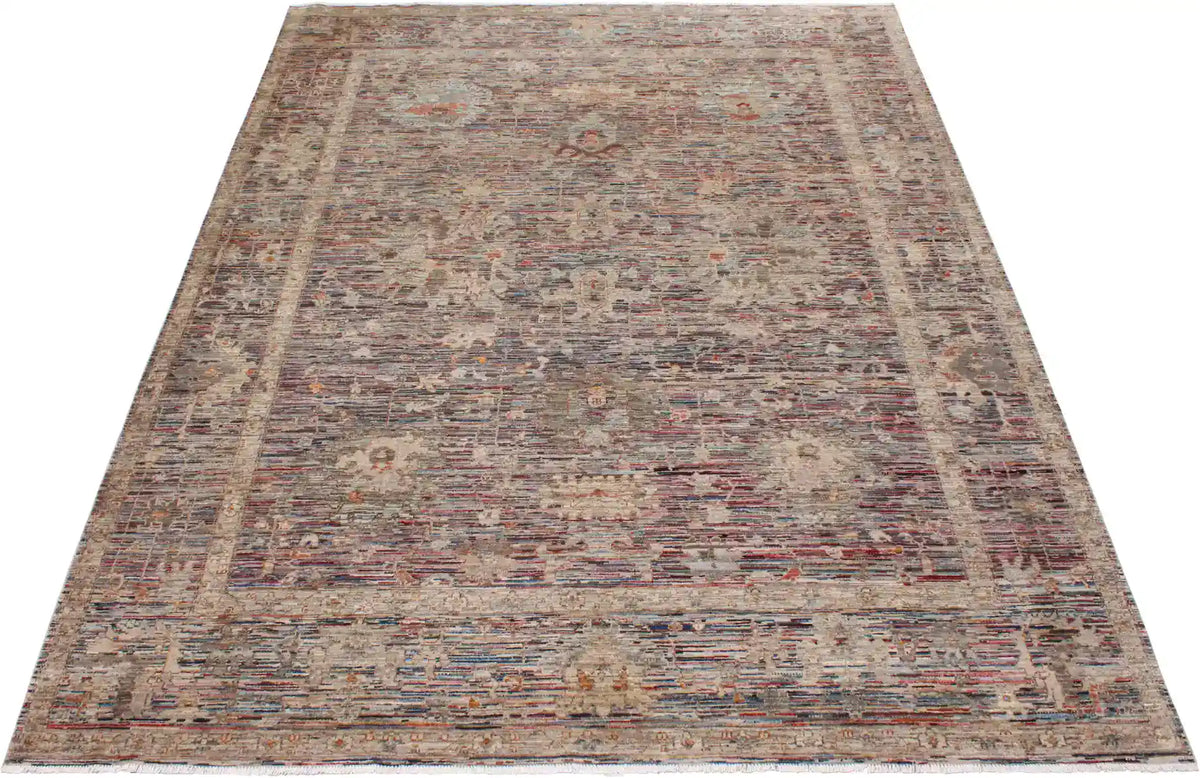 Gray & Mauve Afghan Rug with Fine Motifs, 363 × 276 cm, view 2.