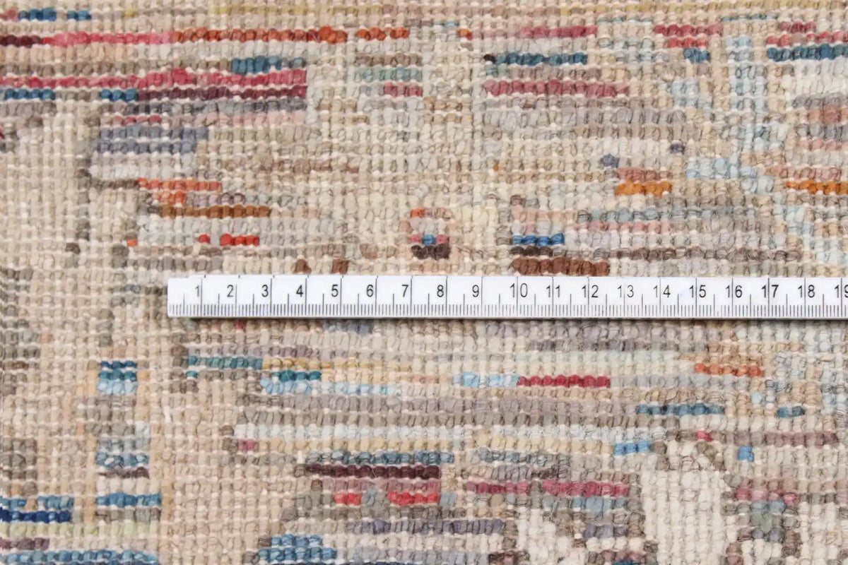 Gray & Mauve Afghan Rug with Fine Motifs, 363 × 276 cm, view 4.