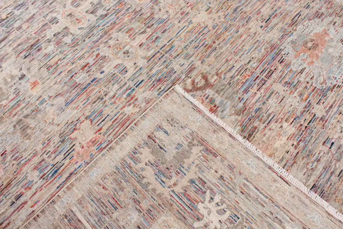 Gray & Mauve Afghan Rug with Fine Motifs, 363 × 276 cm, view 5.
