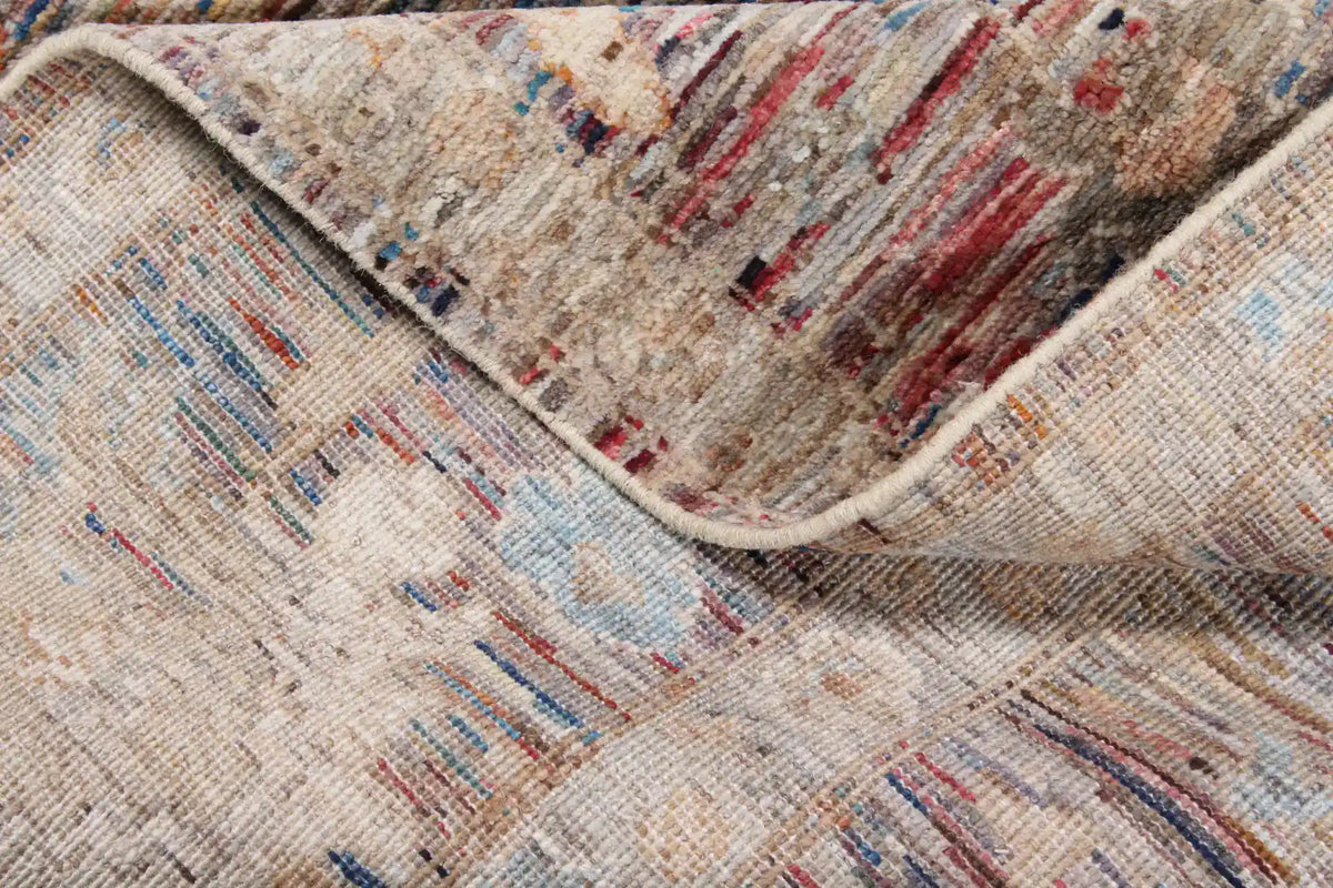 Gray & Mauve Afghan Rug with Fine Motifs, 363 × 276 cm, view 7.