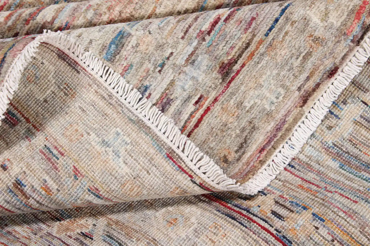 Gray & Mauve Afghan Rug with Fine Motifs, 363 × 276 cm, view 8.