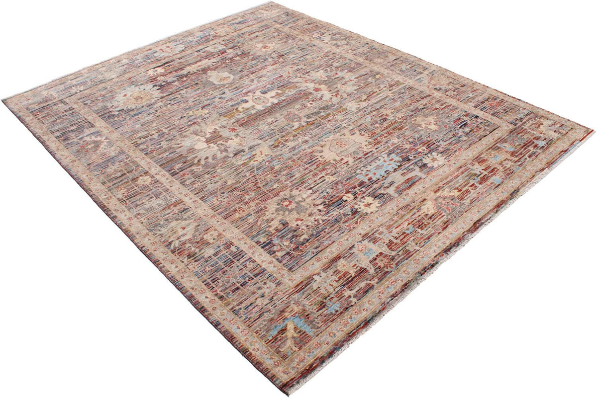 Dark Brown Afghan Rug with Light Flowers, 293 × 243 cm, view 3.