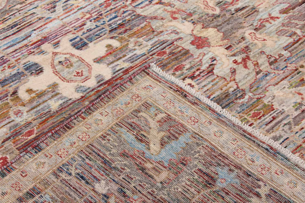 Dark Brown Afghan Rug with Light Flowers, 293 × 243 cm, view 5.