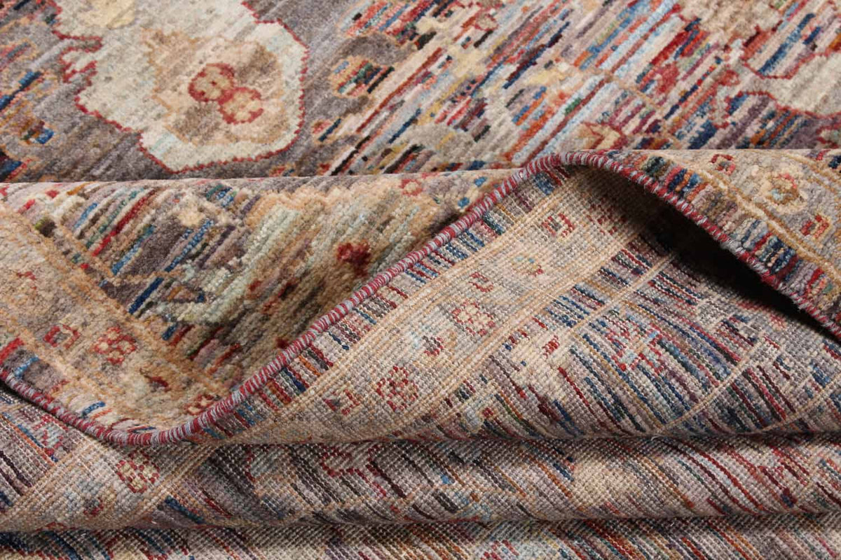 Dark Brown Afghan Rug with Light Flowers, 293 × 243 cm, view 7.